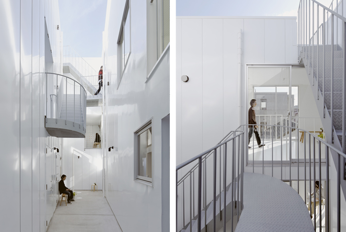 大阪府門真市の集合住宅Dアパートメントの階段と中庭のデザイン